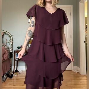 Plum Ruffled Sleeveless Dress